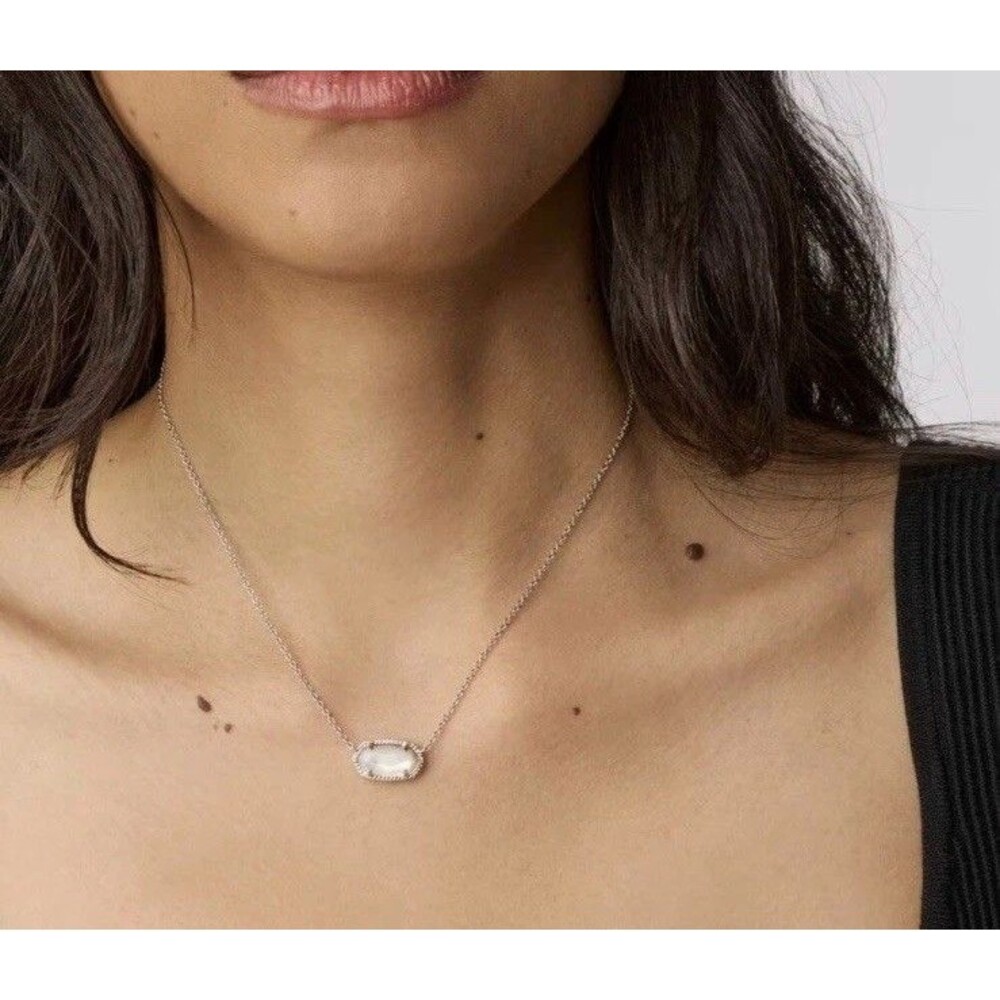 Kendra Scott Elisa Silver Pendant Necklace Light Blue Ilusión